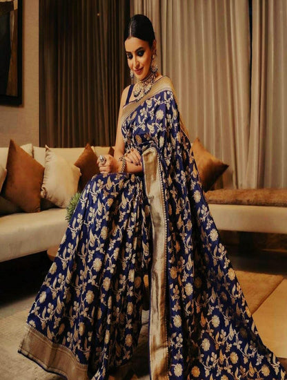 Royal Blue Banarasi SoftSilk Saree