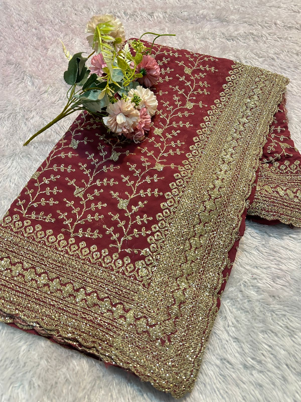 Premium Embroidery Cutwork Border Sarees
