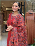 Maroon Printed Kurti Set