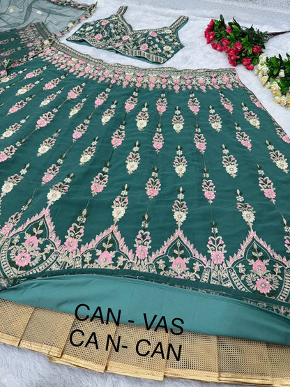 Faux Georgette ,Pearwork Lehenga
