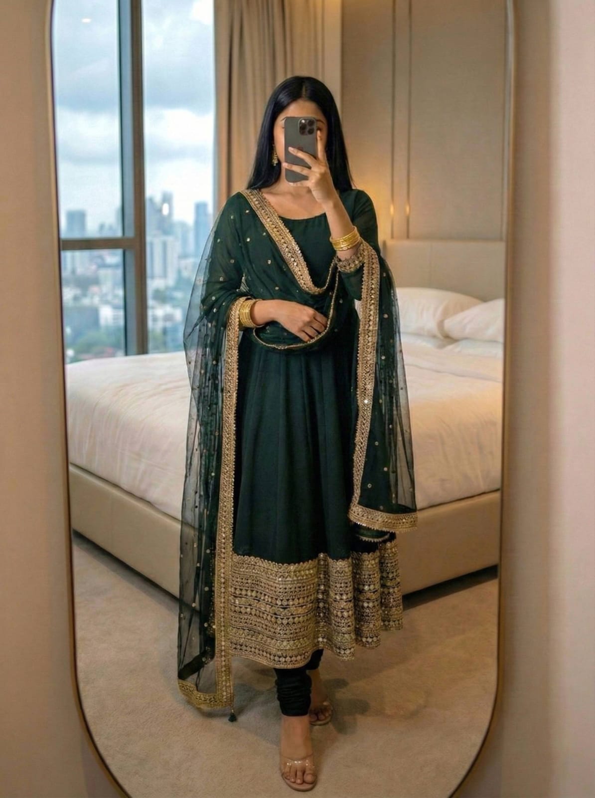 Heavy Sequencework Anarkali Gown