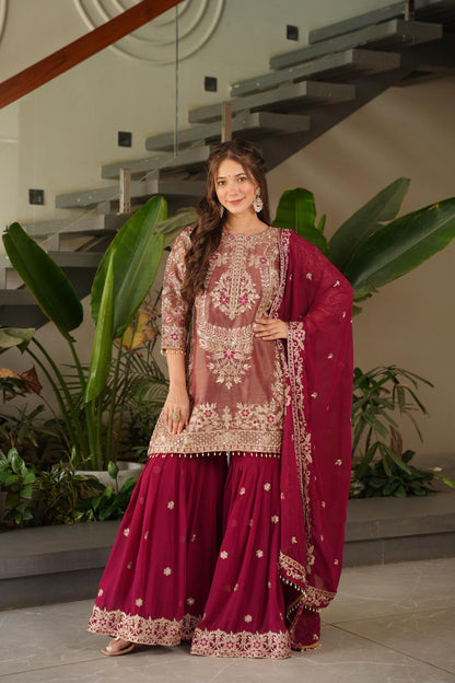 Designer Heavy Embroidered Sharara Suit