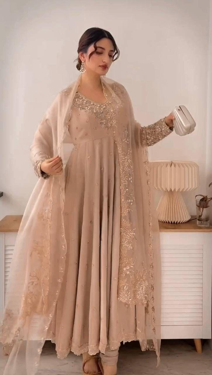 Designer Hand-Embroidered Anarkali Set