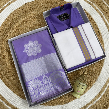 Couple Silk Saree& Cotton Dhoti Combos(His and Her Combos)