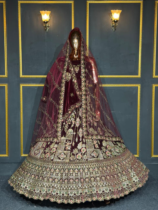 Velvet Bridal Lehenga(Timeless Heirloom Look)
