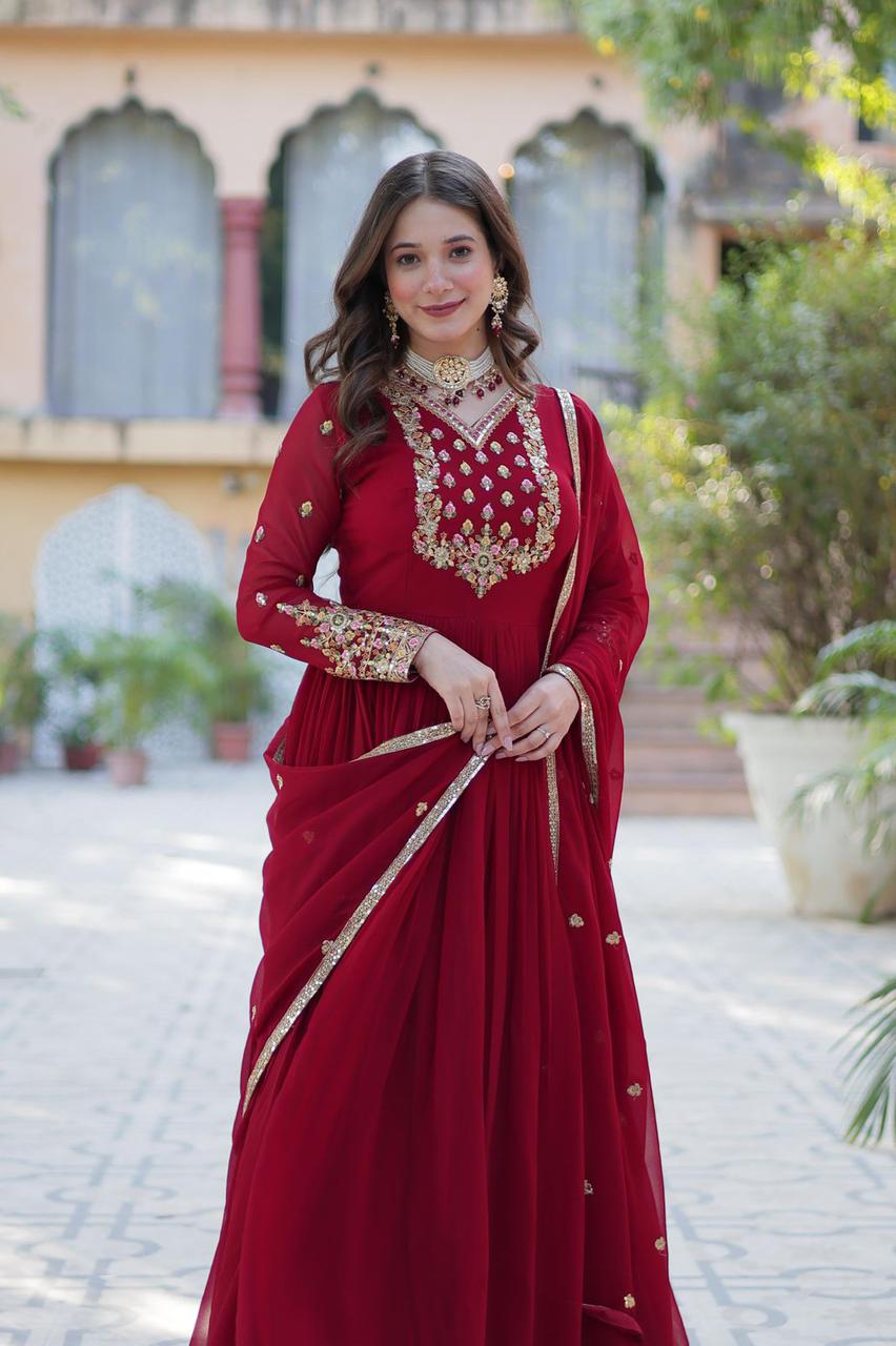 Faux Blooming Anarkali with Sequence Embroidery