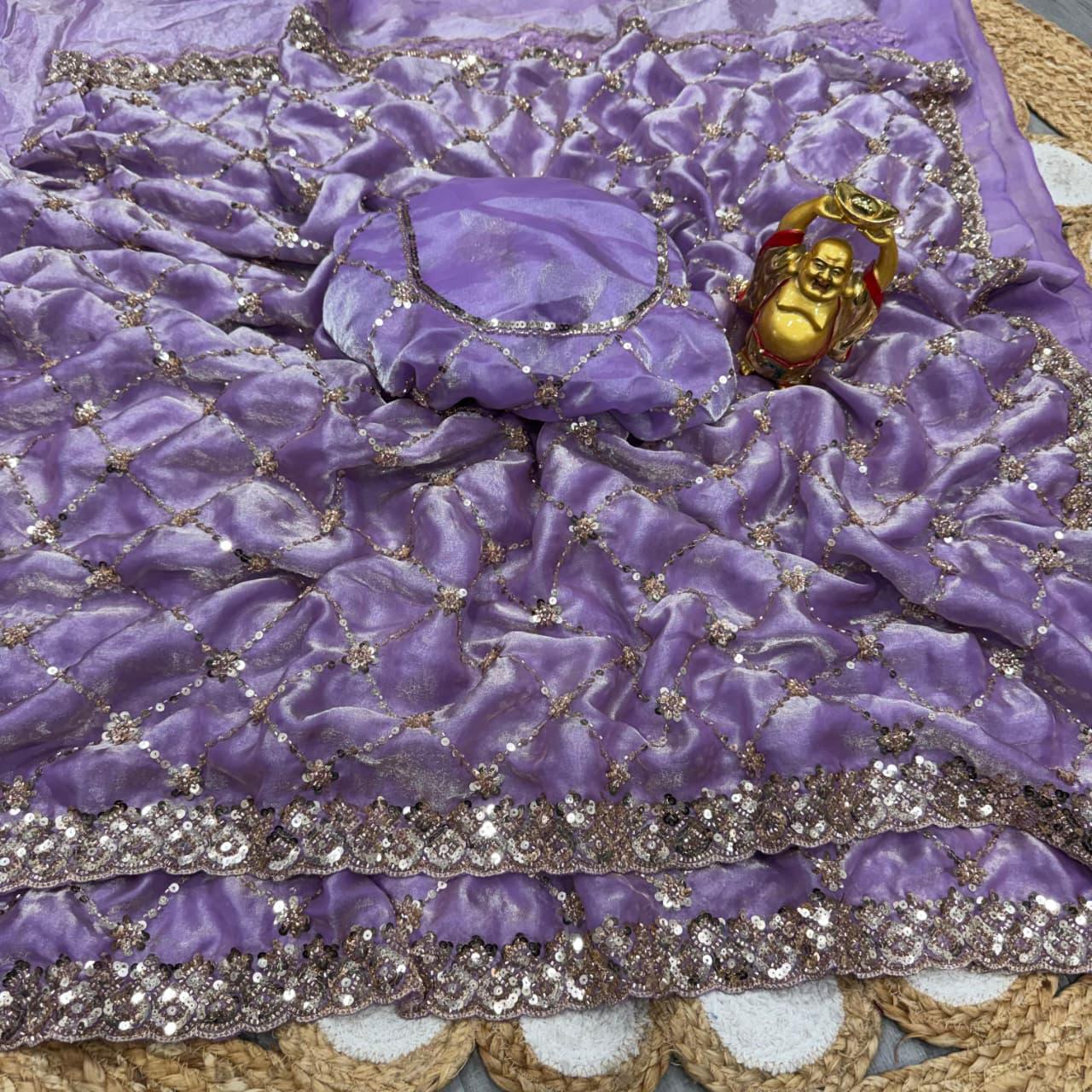 Designer Handwork Saree with cutdana work