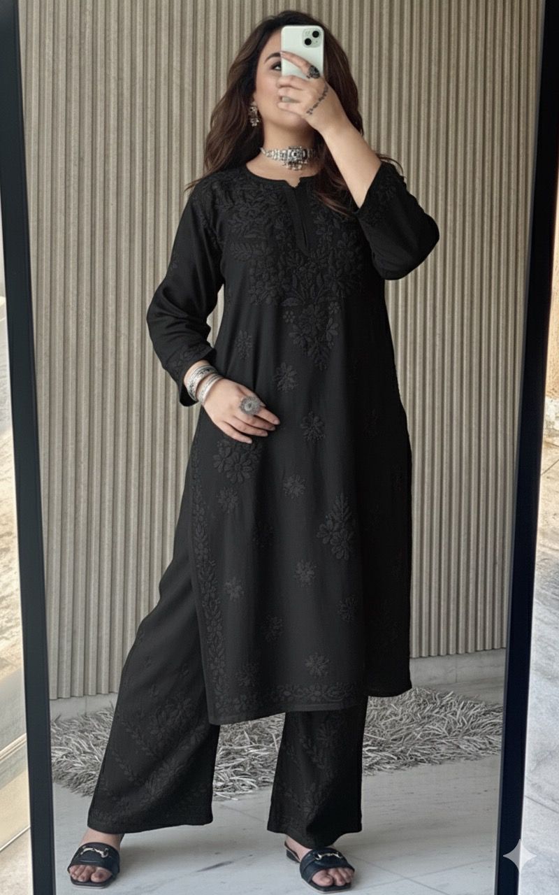 Lucknowi Chikankari Beautiful Designer Dyeable Rayon Plazo Set