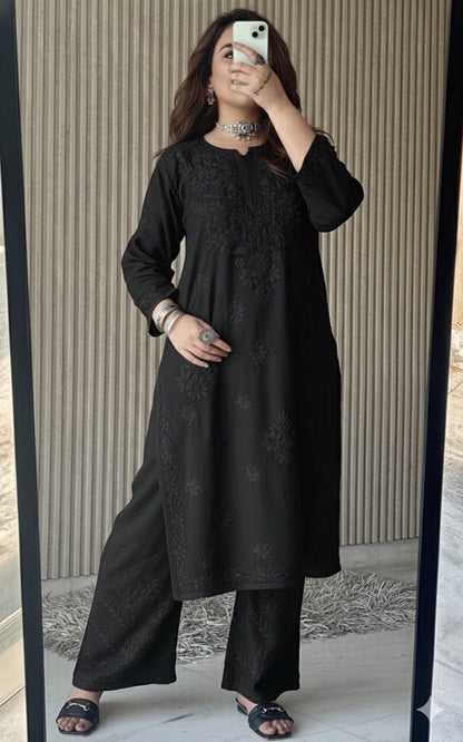 Lucknowi Chikankari Beautiful Designer Dyeable Rayon Plazo Set