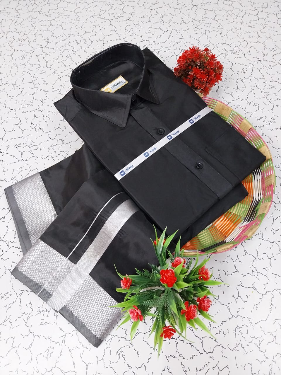 Grand and Luxurious Silk Men's Dhoti Set