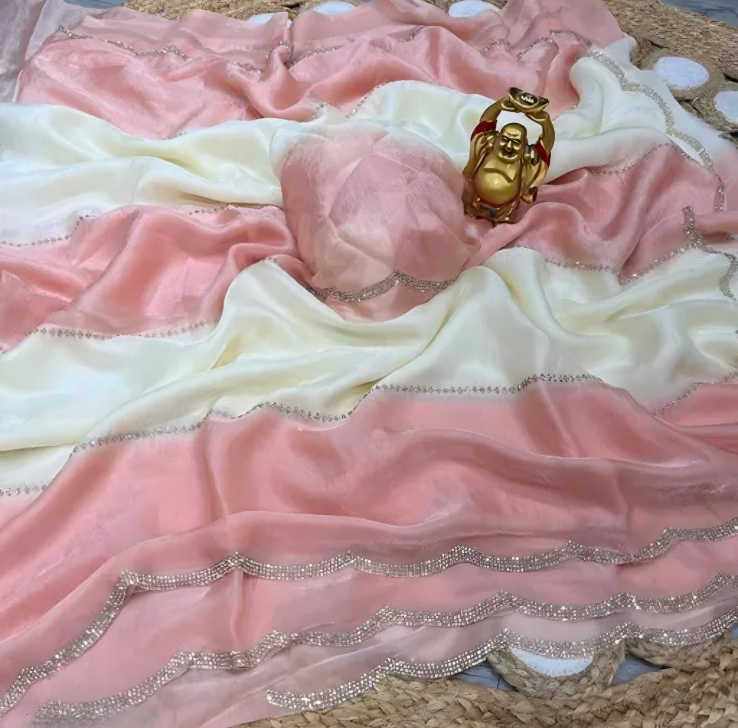 Fancy Fendy Chiffon Saree with zarkan stone work