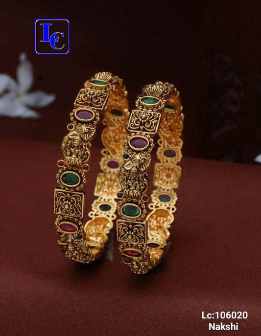 Nakshi Bangles with Kemp Stones