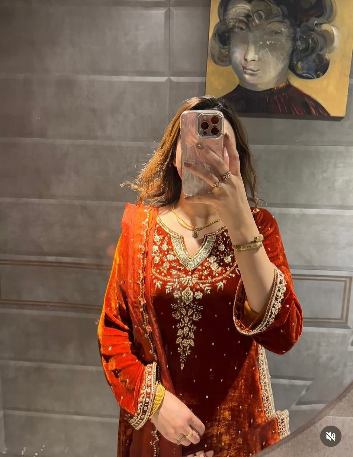 Deep Rust Viscose Velvet Suit
