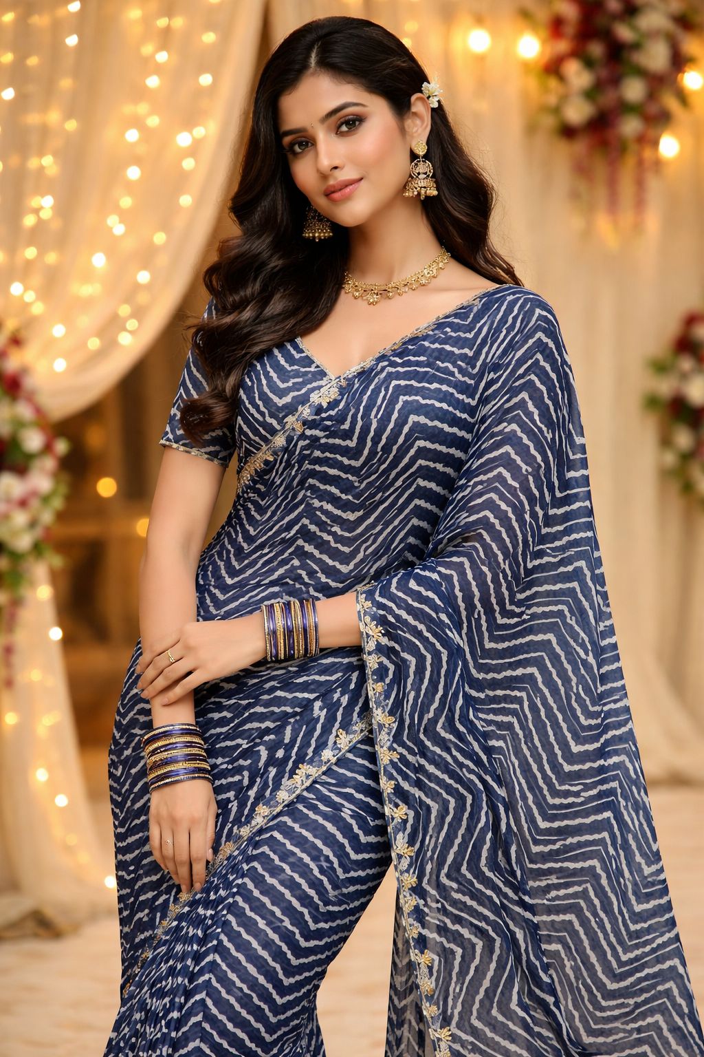 Shimmer Leheriya Print Saree
