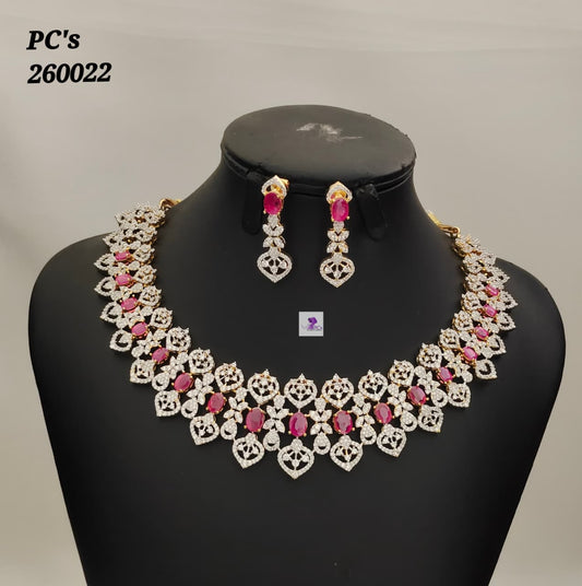 Ruby Stoned Necklace Set