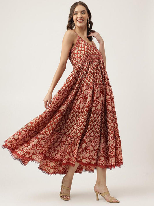 Elegant Printed Anarkali Dress