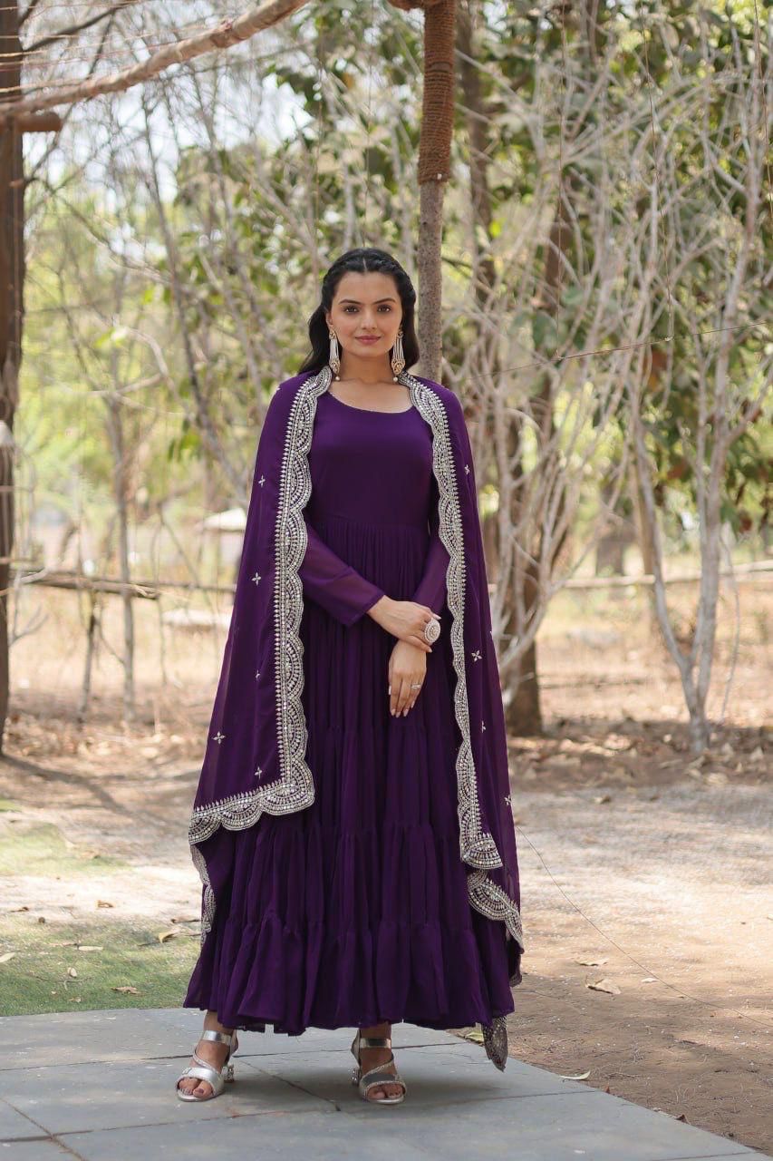 Flaux Georgette Gown with Designer Dupatta