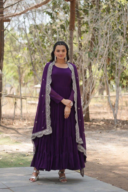 Flaux Georgette Gown with Designer Dupatta