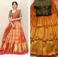 Rust Orange Kanjeevaram Silk HalfSaree