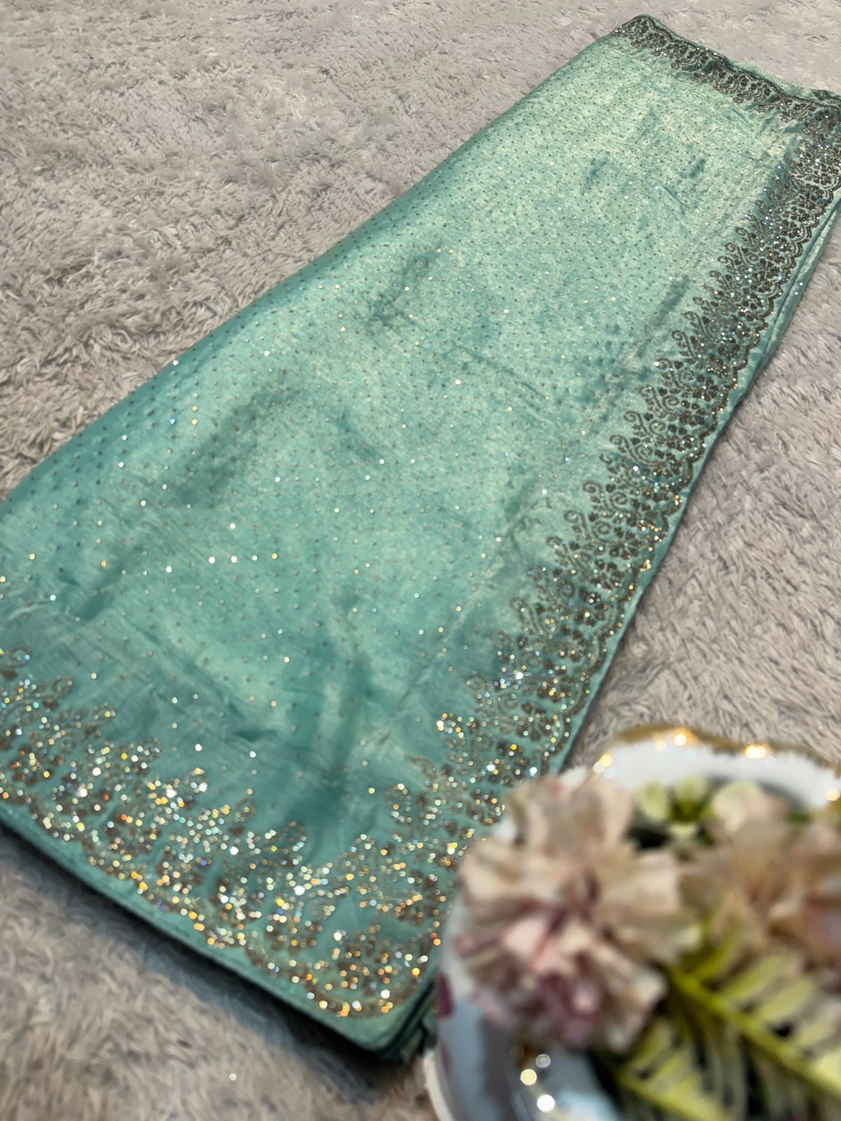 Fendi Shiffon Premium Saree with Shadow Siroski