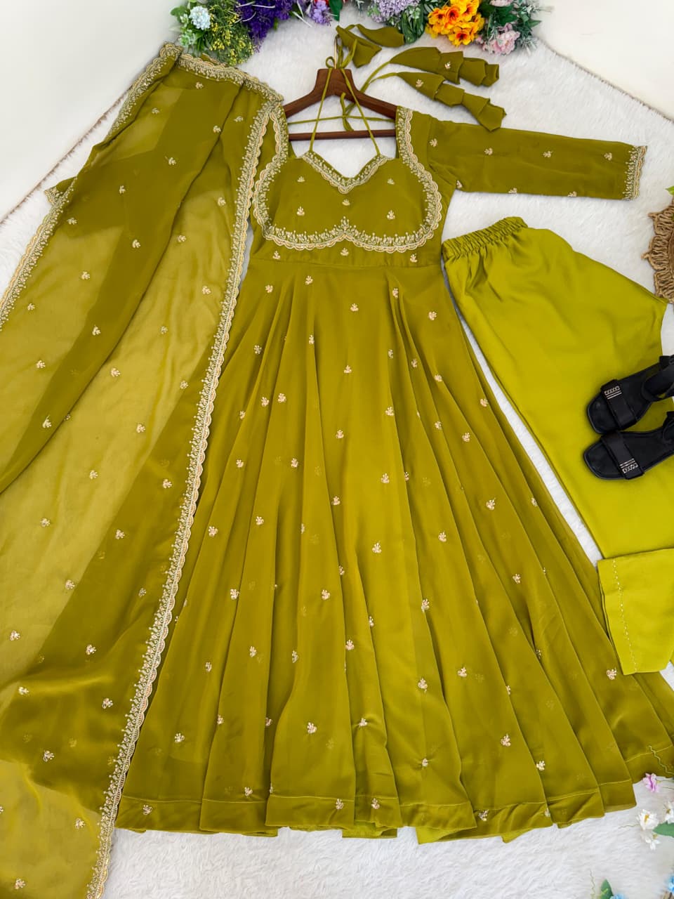 Georgette Sequence Anarkali Gown