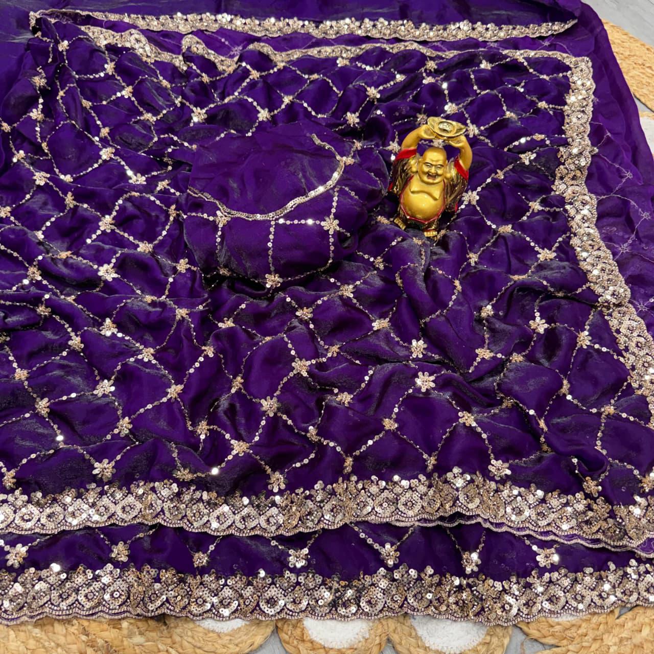 Designer Handwork Saree with cutdana work