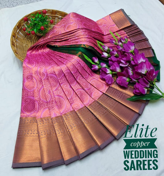 Mayil Pattu Elite Copper Silk Wedding sarees