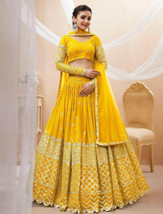 Beautiful Zari Embroidered Haldi Outfit