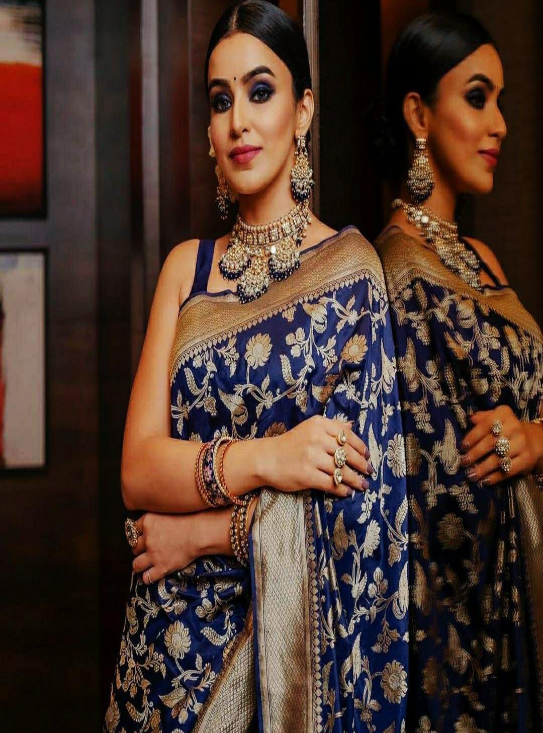 Royal Blue Banarasi SoftSilk Saree
