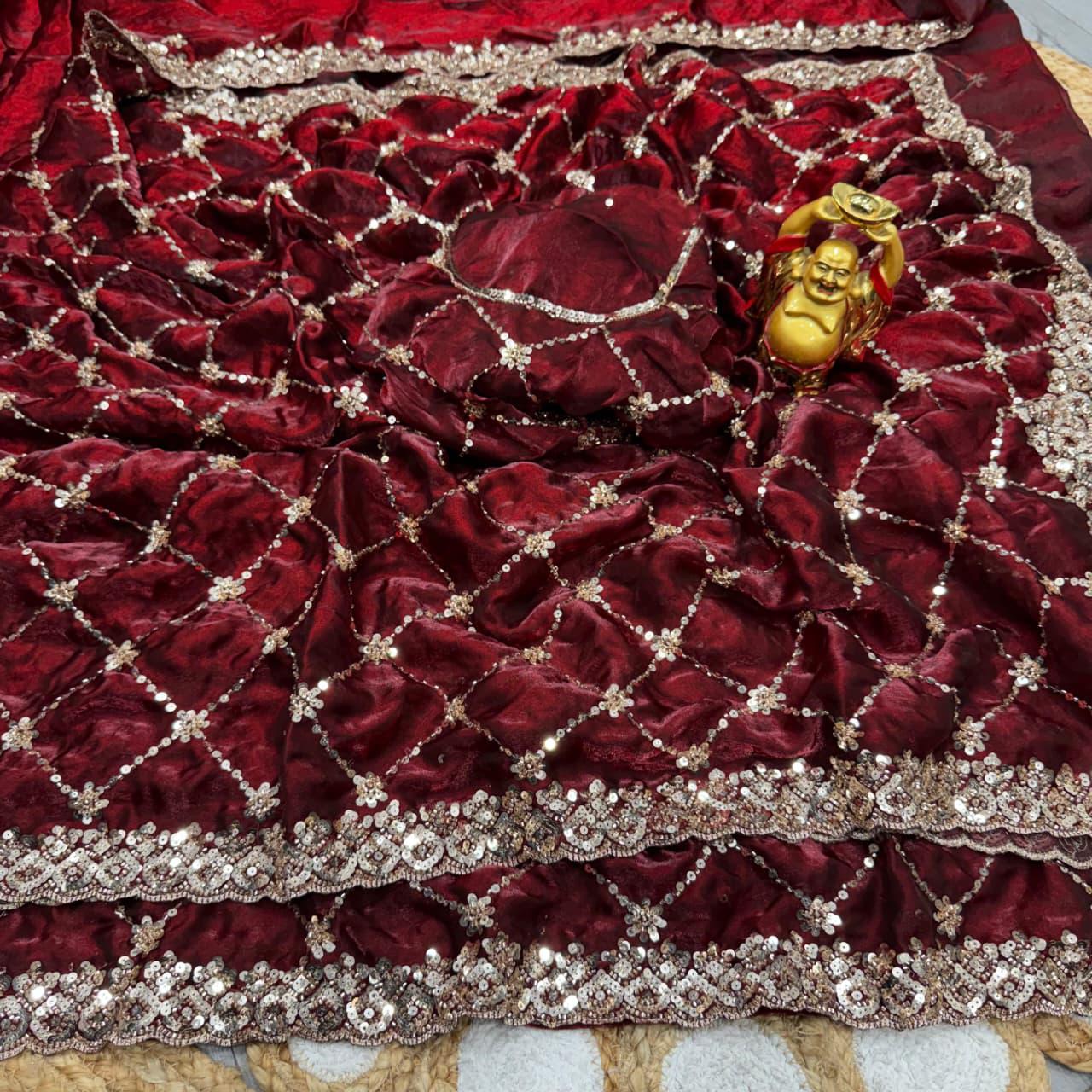 Designer Handwork Saree with cutdana work