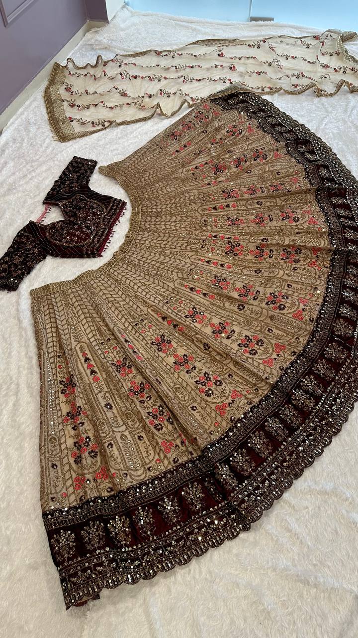 Wedding Special Kasturi Silk Heavy Embroidered Lehenga