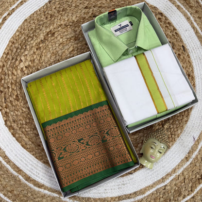 Couple Silk Saree& Cotton Dhoti Combos(His and Her Combos)