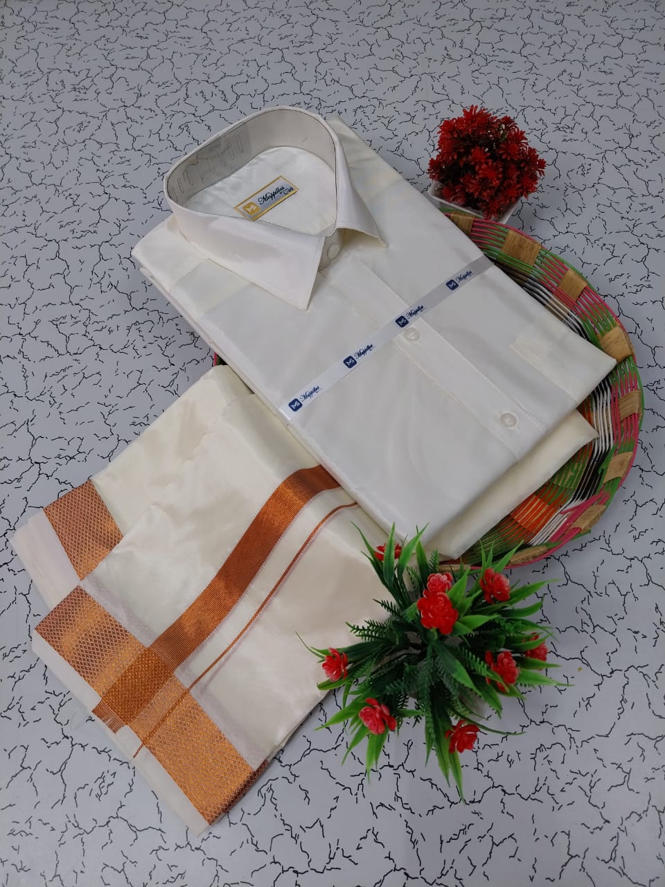 Grand and Luxurious Silk Men's Dhoti Set