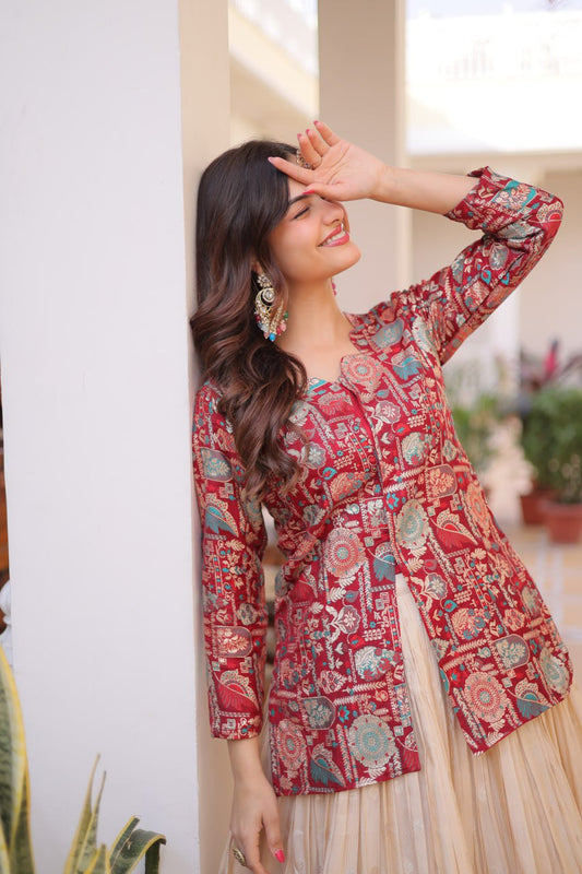 Viscose Velvet Top Plazzo & Dupatta Set