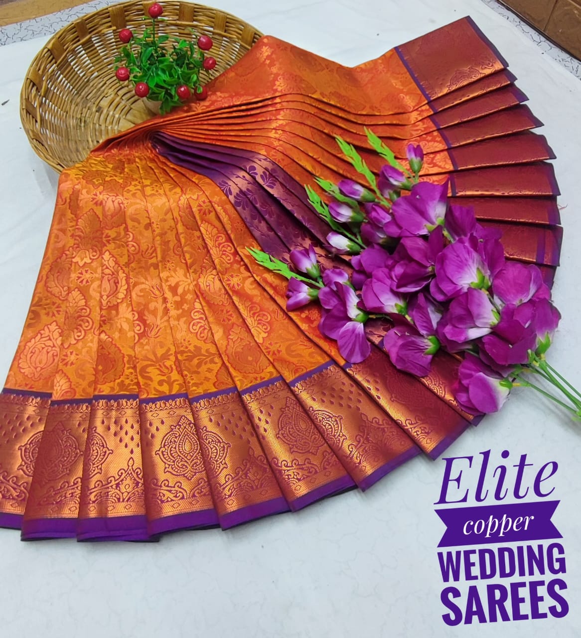 Mayil Pattu Elite Copper Silk Wedding sarees
