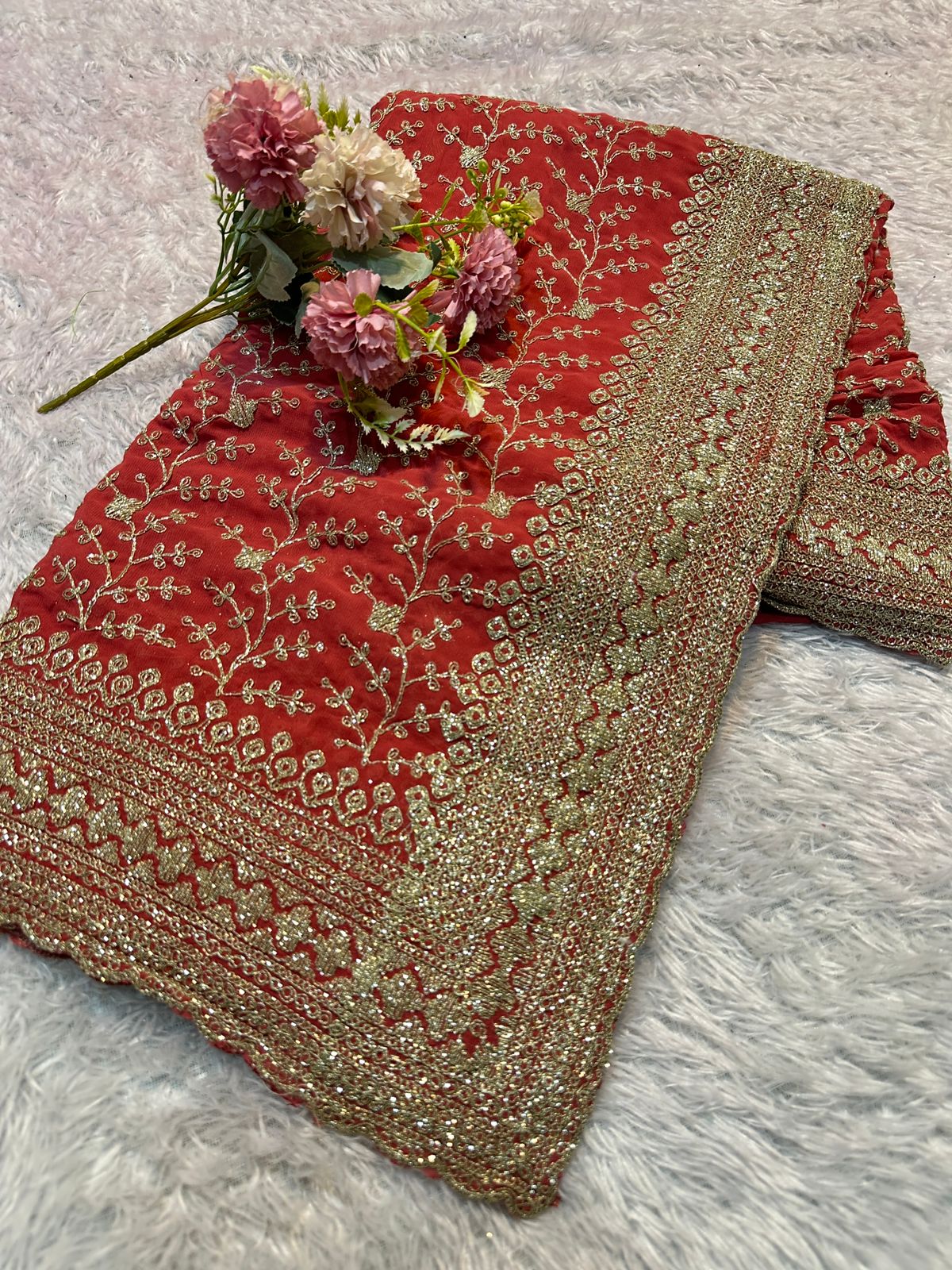 Premium Embroidery Cutwork Border Sarees