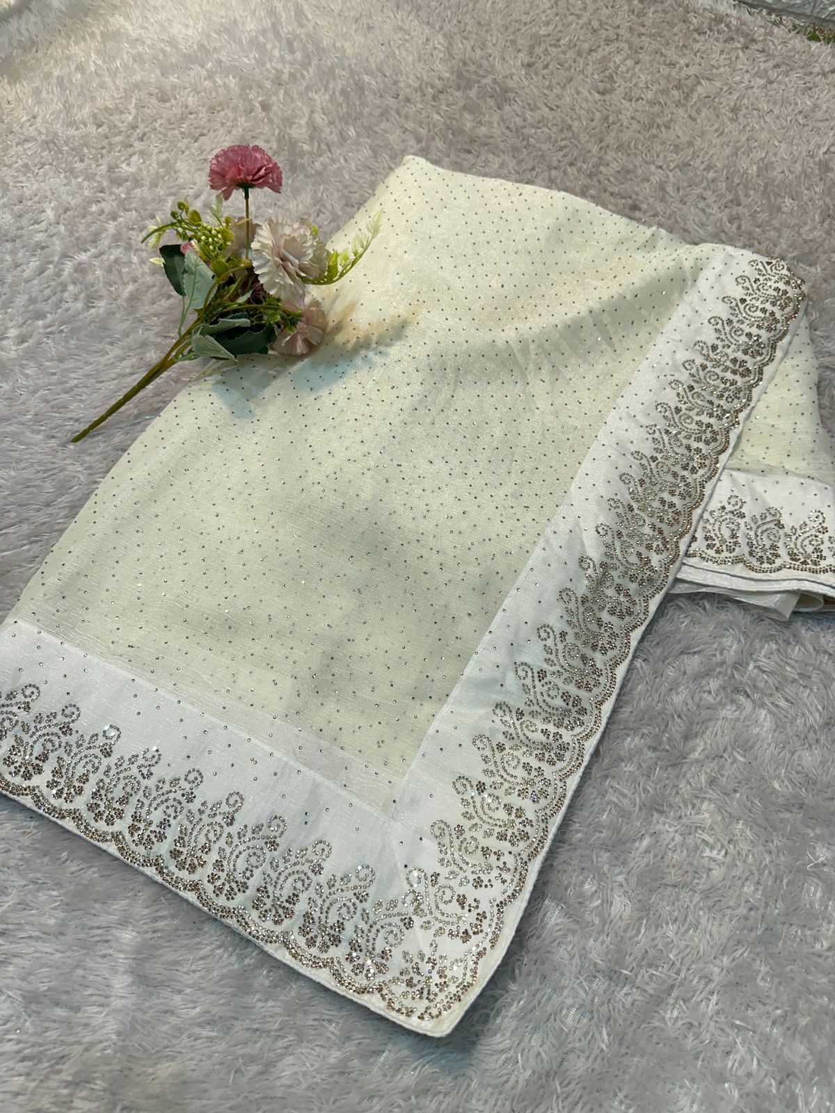 Fendi Shiffon Premium Saree with Shadow Siroski