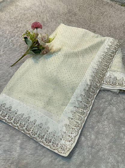 Fendi Shiffon Premium Saree with Shadow Siroski