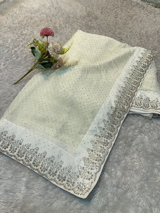 Fendi Shiffon Premium Saree with Shadow Siroski