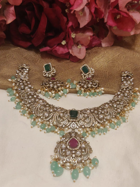 AD Semi Bridal Necklace Set