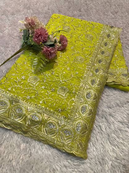Premium Embroidered Georgette Partywear Sarees