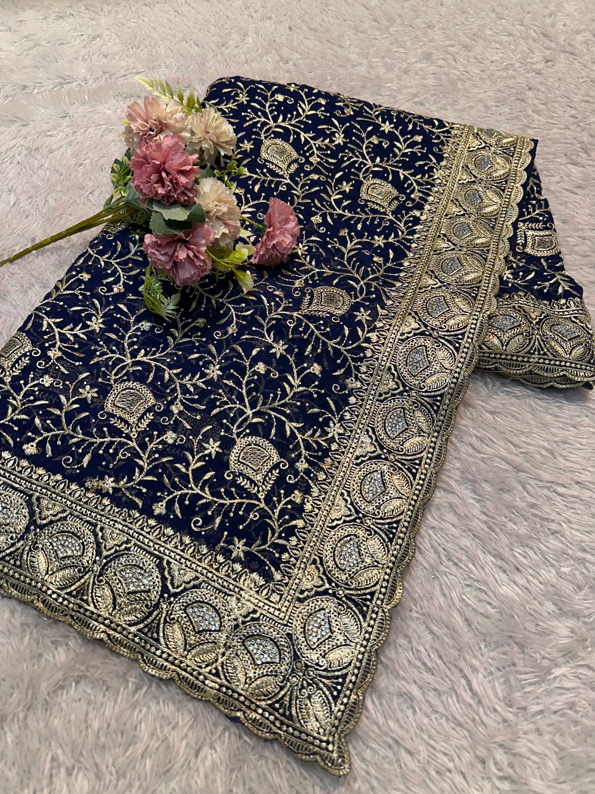 Premium Embroidered Georgette Partywear Sarees