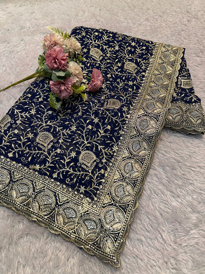 Premium Embroidered Georgette Partywear Sarees