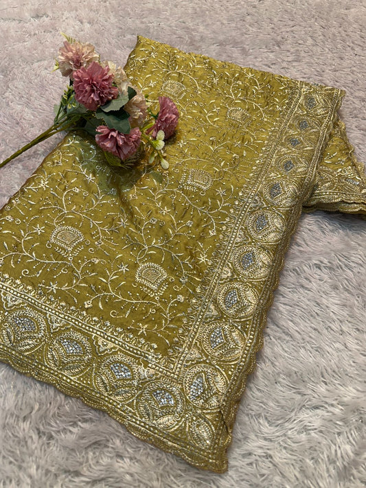 Premium Embroidered Georgette Partywear Sarees