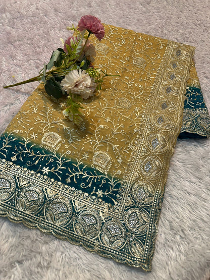 Premium Embroidered Georgette Partywear Sarees