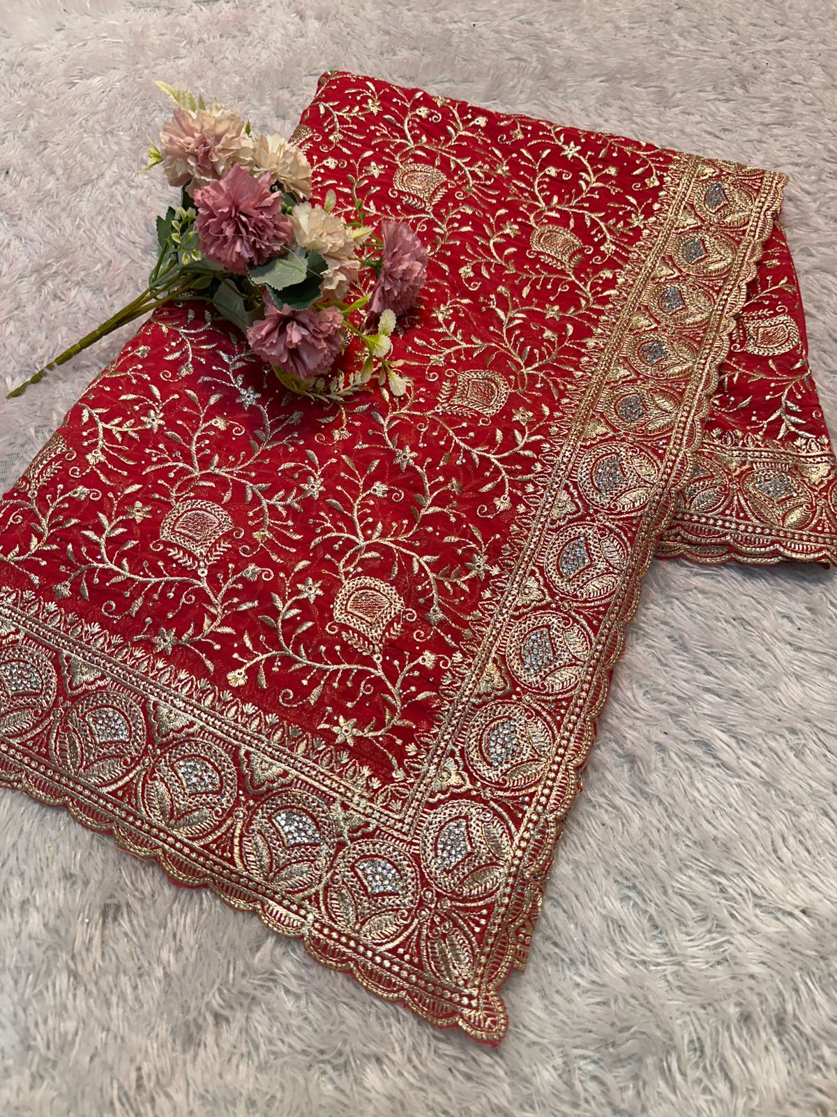 Premium Embroidered Georgette Partywear Sarees