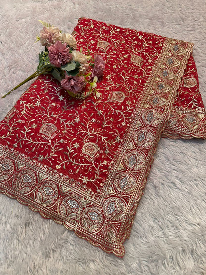 Premium Embroidered Georgette Partywear Sarees