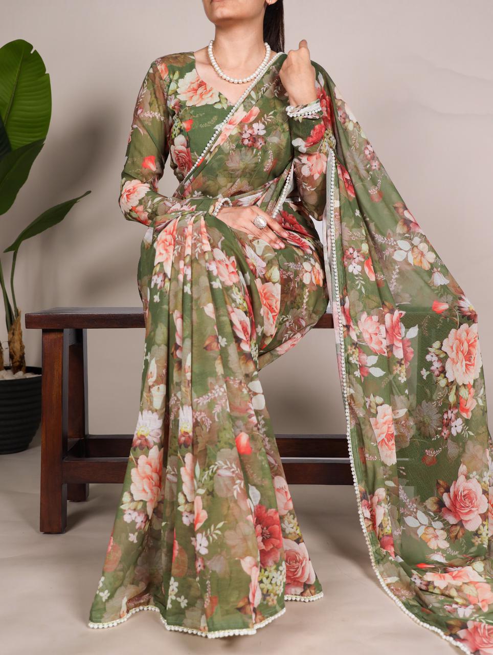 Floral Marble Saree