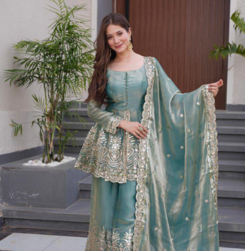 Designer Two-Toned Sharara Suit
