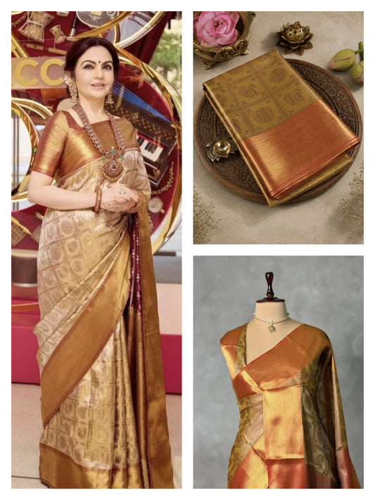 🌟 New Arrival – Nita Ambani New Pattern Unique Sarees Design All Over Jari Butt Sarees 🌟
